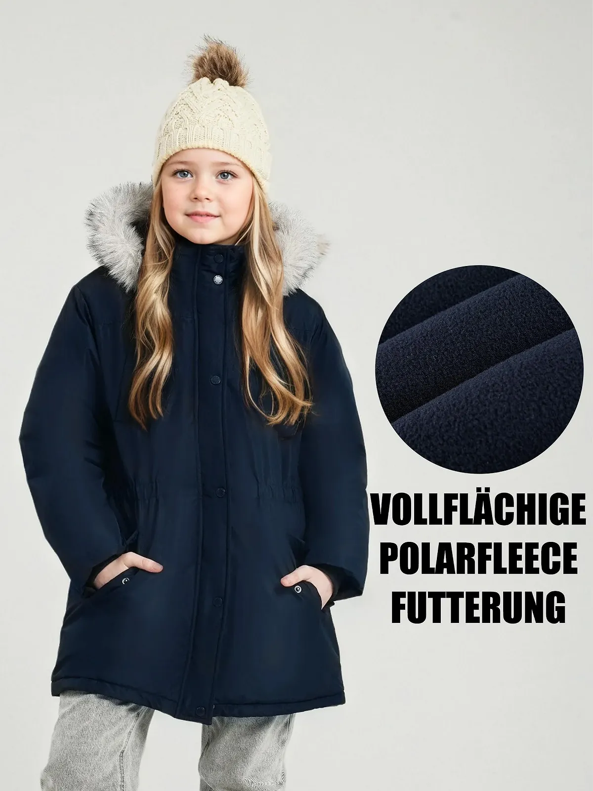 Зимове пальто для дівчат MAOO Garden, з хутряним капюшоном, фото №4