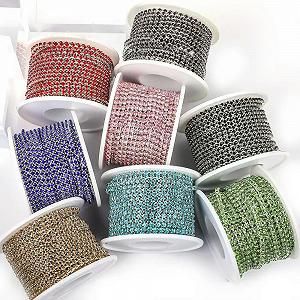 Цепочка со стразами SS6-SS18 для пришивания и приклеивания, отделка стразами, цепочка в чашке SS14 3,5 мм, 10 ярдов - рулон synthetic.ua - Фото 1