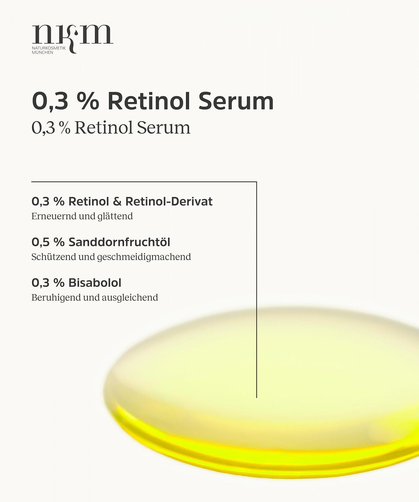 Сироватка для обличчя nkm Naturkosmetik München 0.3 Retinol Squalane 15 мл, фото №2