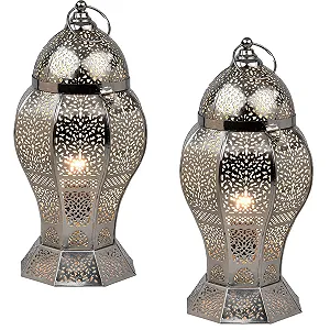 Набір із 2 настільних ламп Marrakech Jaleel 40 см Металеві E27 Сріблясті - Фото 1