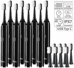 Звукова зубна щітка newgen medicals SZB-300 Набір з 8 штук 25,000 Hz 5 режимів IPX7 USB synthetic.ua - Фото 1
