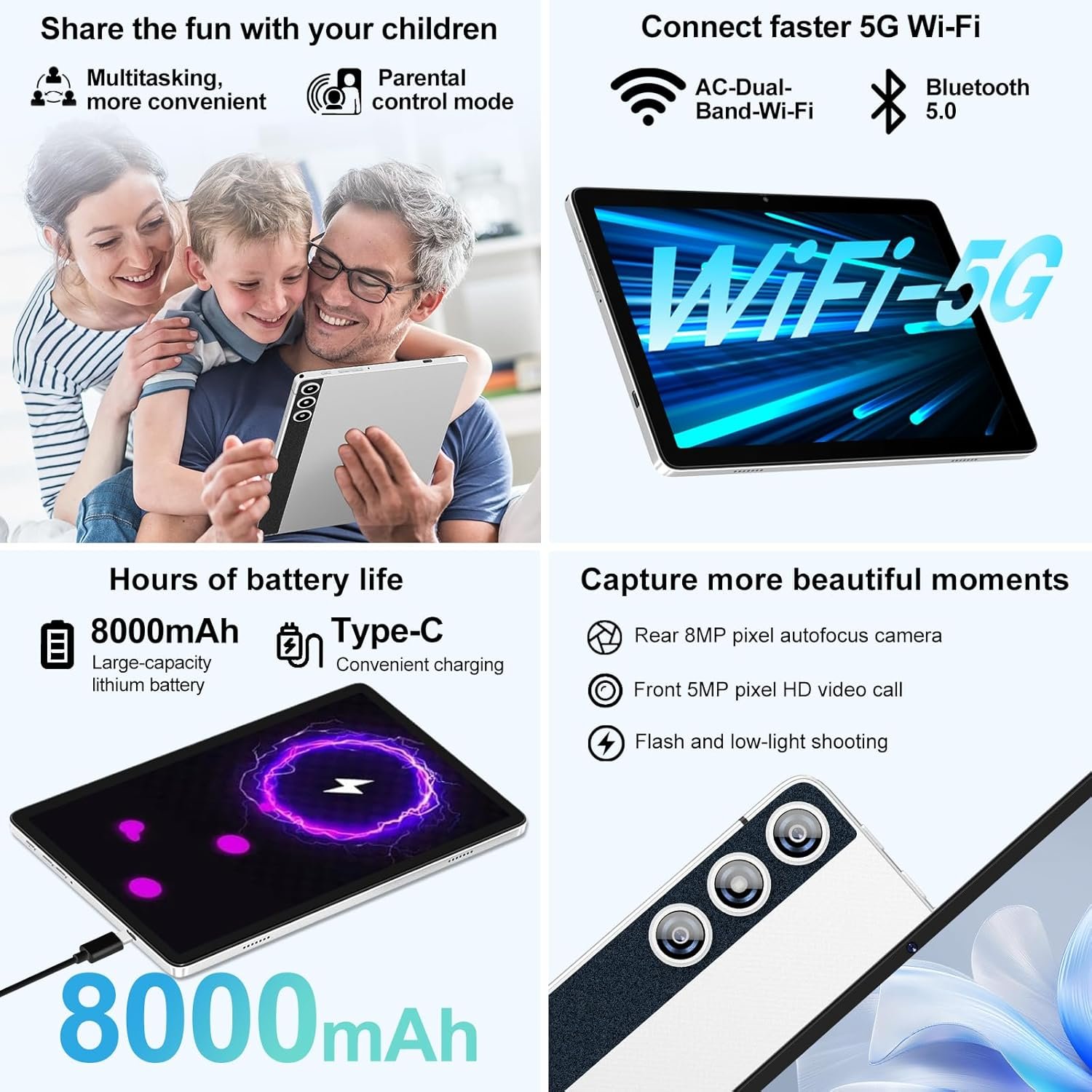 Планшет 10.1" Dmoao D5 6+16/128Gb 8 ядер Android 14 8000mAh Black, фото №6