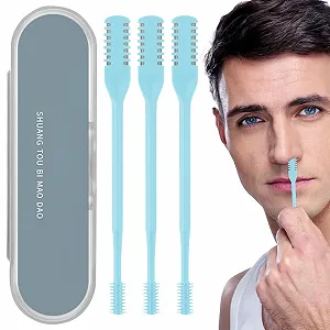Тримери Landrain Pack of 3 Men's Nose Hair Trimmers, Nose Razor, Nose Hair Remover (синій) - Фото 1