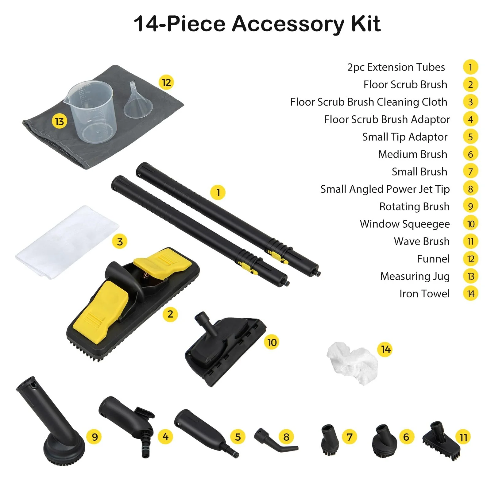Пароочисник SOARS 13 аксесуарів 5 bar 160 °C 2000 W 1.8 L кабель 5 m, фото №2