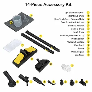 Пароочисник SOARS 13 аксесуарів 5 bar 160 °C 2000 W 1.8 L кабель 5 m synthetic.ua - Фото 1