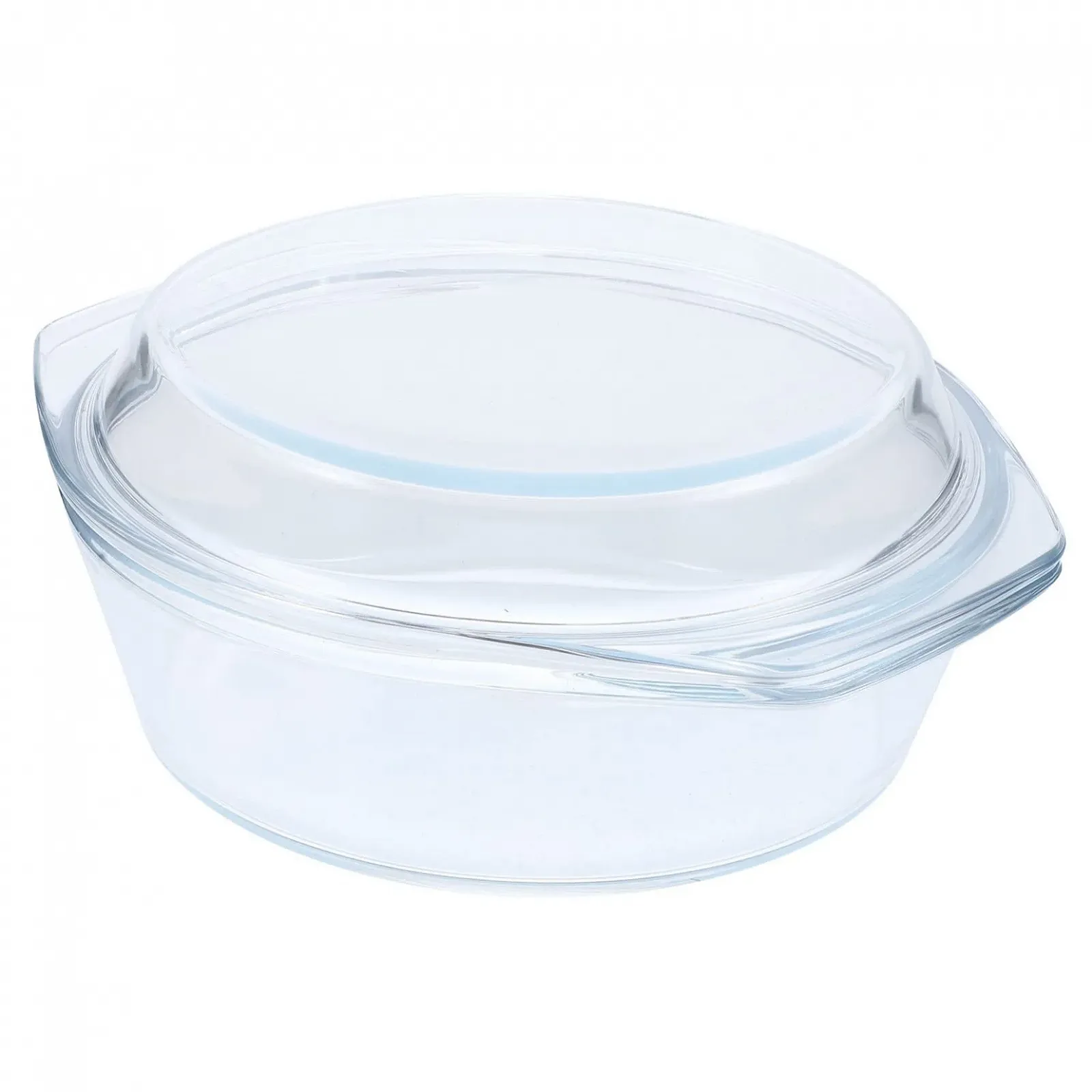 Форма для запікання GALPADA скляна з кришкою кругла жаростійка для мікрохвильової печі, фото №1