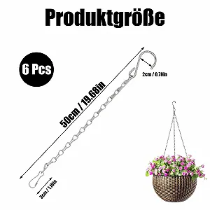 Ланцюги для підвісних кошиків Metal 50 см Set of 6 synthetic.ua - Фото 1