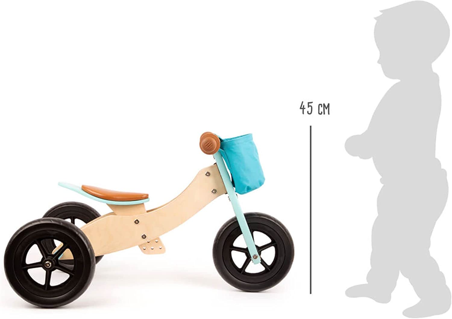 Беговел Small Foot 11609 Trike Maxi 2 в 1 Бирюзовый, фото №4