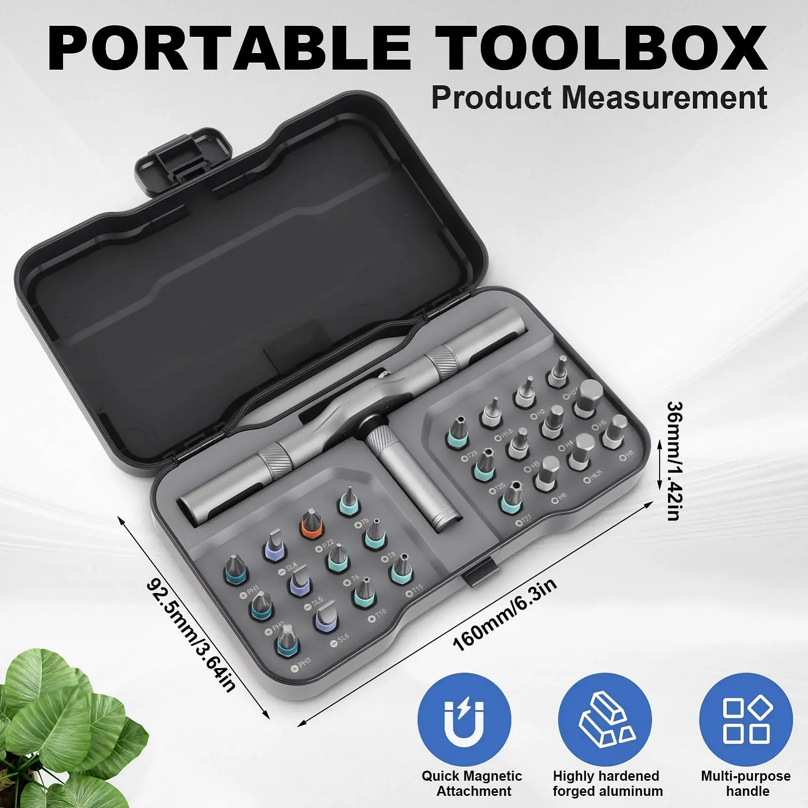 Набір викруток реверсивних 24-в-1 з T-подібною рукояткою 58 зубців з магнітними бітами S2, фото №6