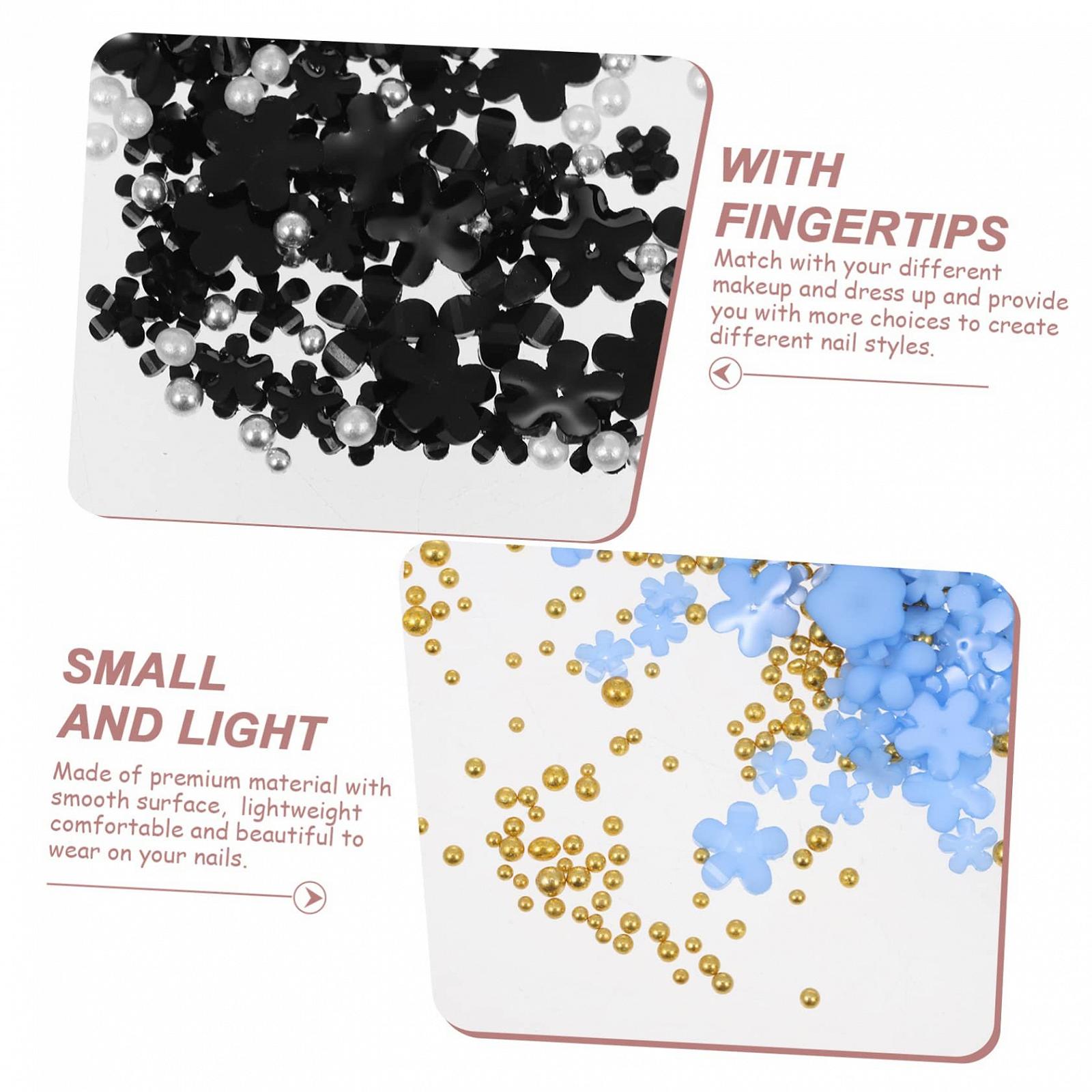 Украшения для ногтей FRCOLOR 5 шт Цветы для декора ногтей Сменные украшения для ногтей Серебряные бусины, фото №2