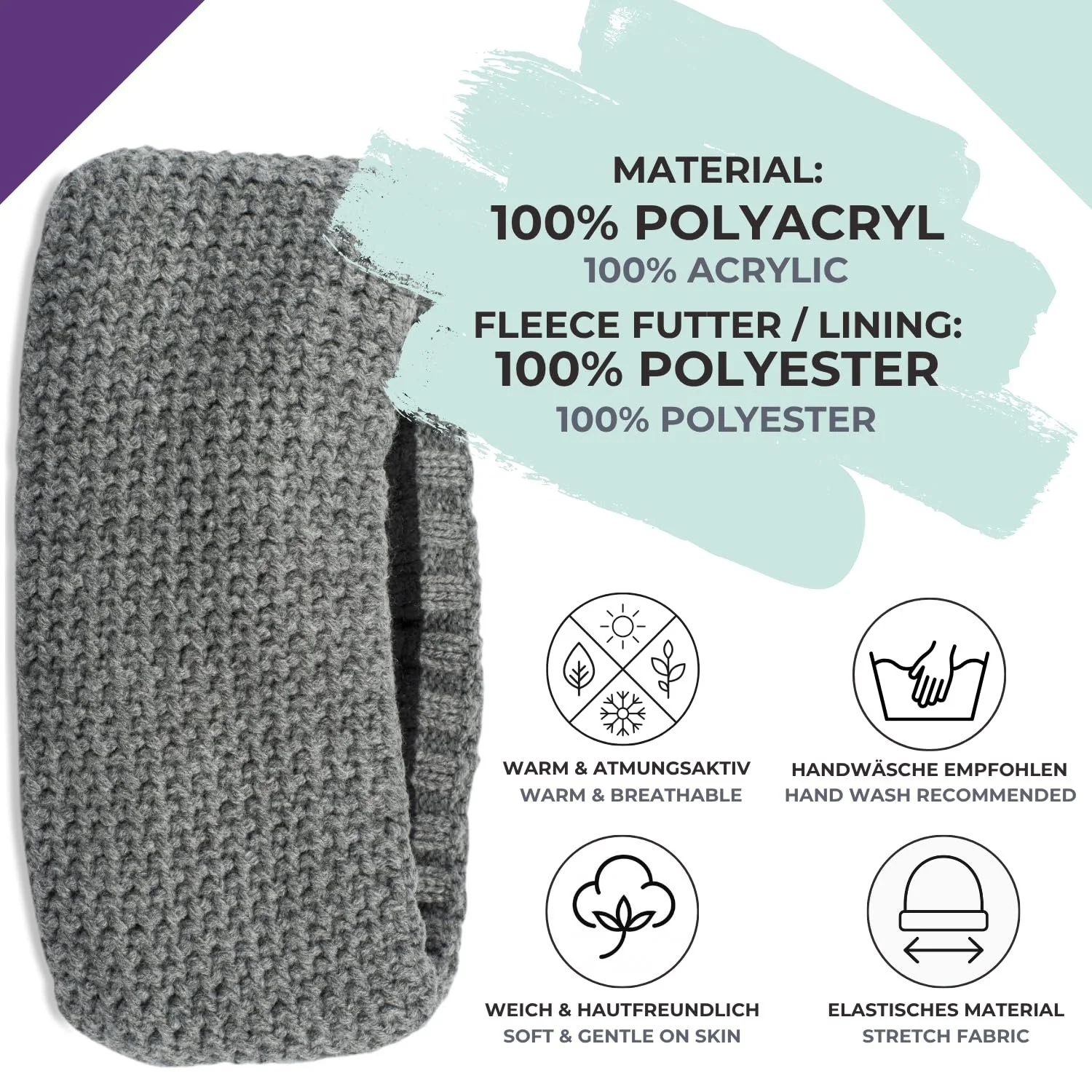 Пов'язка на голову styleBREAKER Жіноча Однотонна В'язана, фото №4