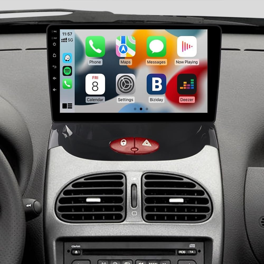 Штатна автомагнітола JUNHUA для Peugeot 206/206 CC 1999-2009 / 9" / Сенсорна / 2/32Гб / Android 11 / Apple CarPlay / Android Auto / Bluetooth / WI-FI / USB, фото №2