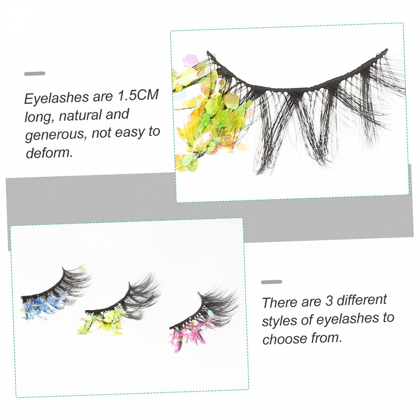 Вії Angoily 15 пар кольорові накладні з блискітками довгі 3D хімічне волокно європейські та американські, фото №3