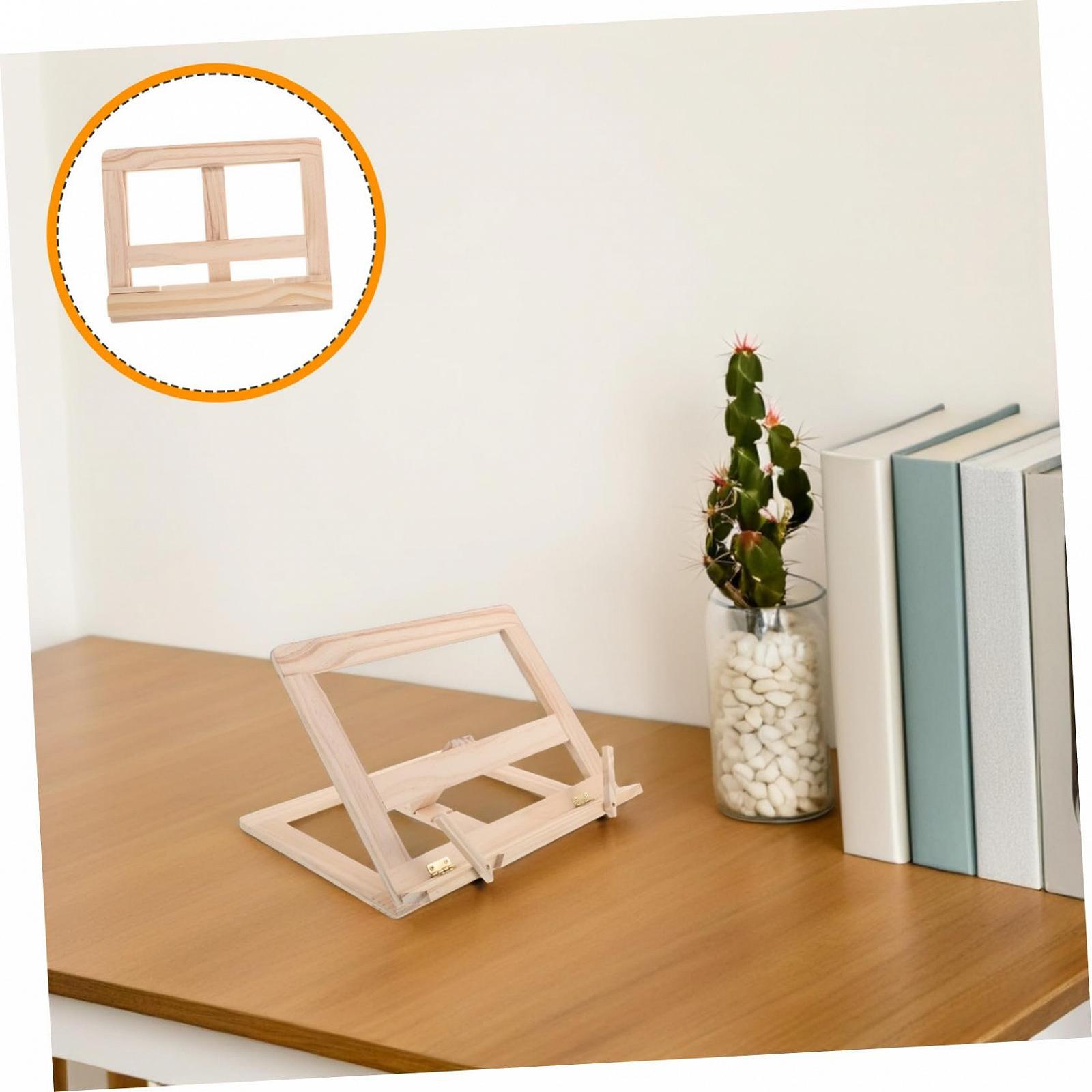 Регульована Дерев'яна Підставка для Книг Ергономічна з Бічним Тримачем Складна, фото №9