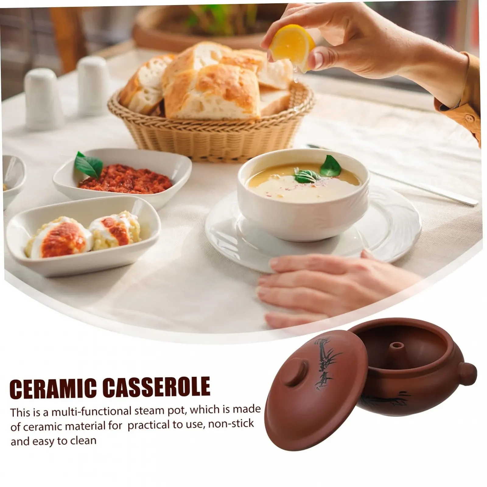 Керамическая кастрюля для супа VICASKY термоизоляционная для равномерного приготовления, фото №3