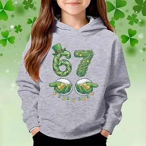 Худи Six Seven 67 Meme Детский Худи с длинными рукавами и принтом 67, Удобный свитшот ко Дню Святого Патрика, Повседневный модный джемпер для девочек и мальчиков synthetic.ua - Фото 1