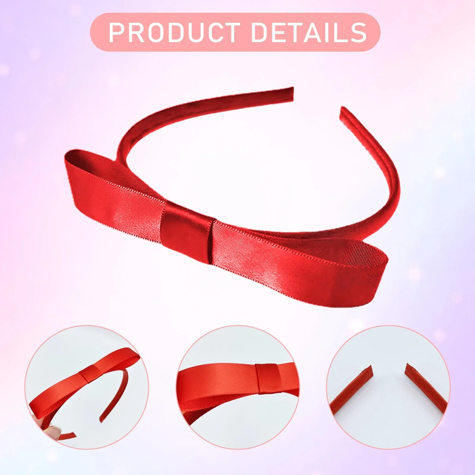 Обруч на голову з червоним бантом 4 шт, фото №3