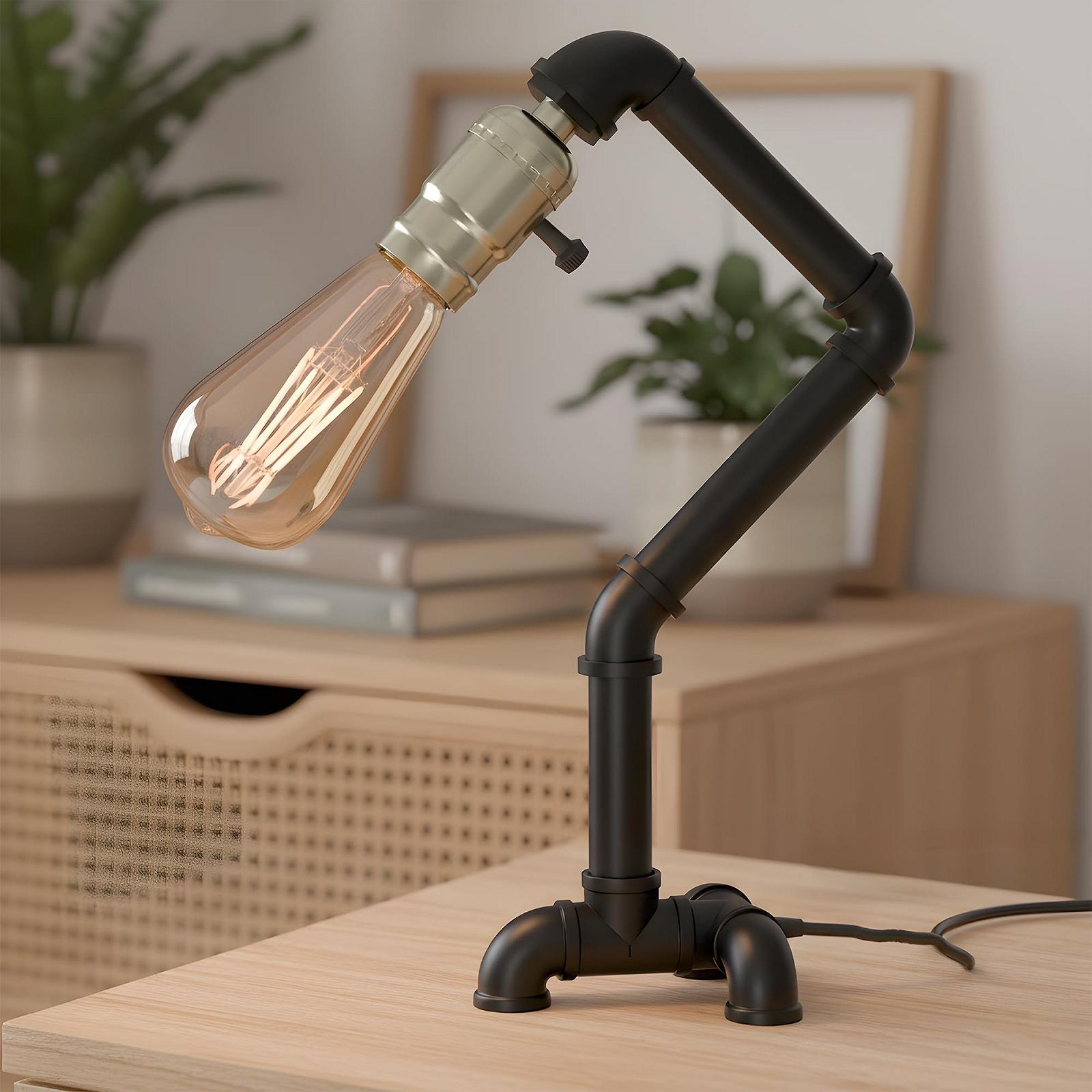 Настольная лампа DC VOLTAGE Vintage Water Pipe Industrial Steampunk E27 Черный, фото №1