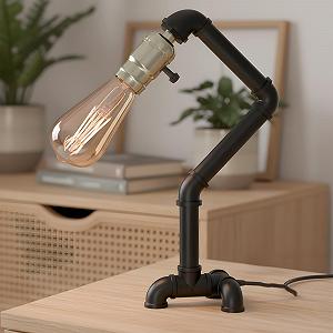 Настольная лампа DC VOLTAGE Vintage Water Pipe Industrial Steampunk E27 Черный - Фото 1