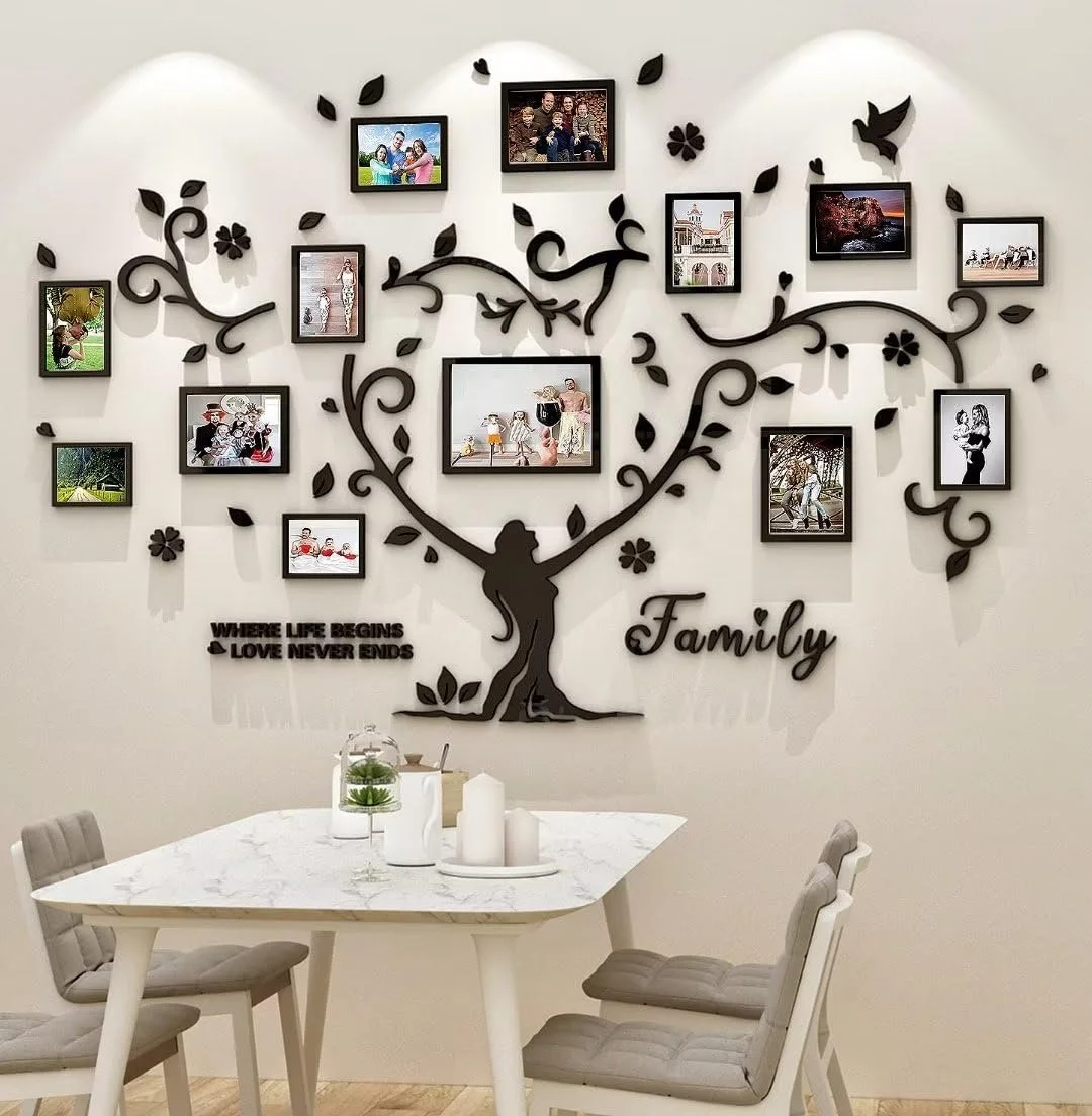 Наклейка на стіну Сімейне дерево 3D DIY 137 x 210 см чорна, фото №1