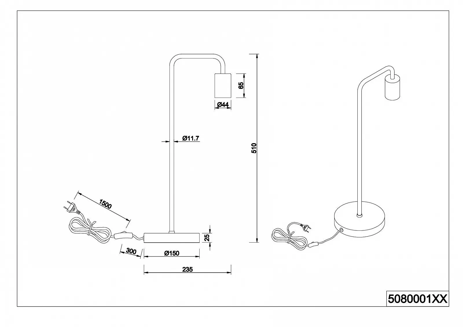 Настільна лампа Trio Leuchten Diallo 508000132 Метал Матовий чорний 1x E27, фото №4