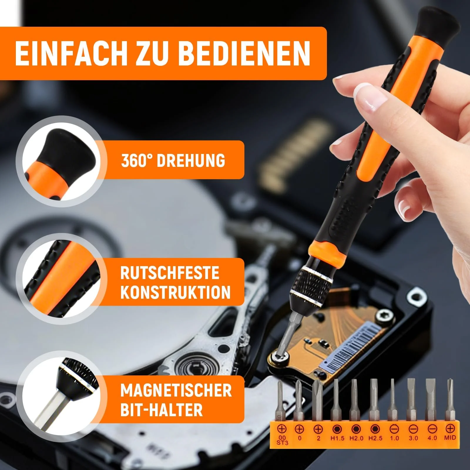 Набір прецизійних викруток Yooyan 42 предмети для iPhone, iPad, PS4, Xbox, ноутбука, фото №3