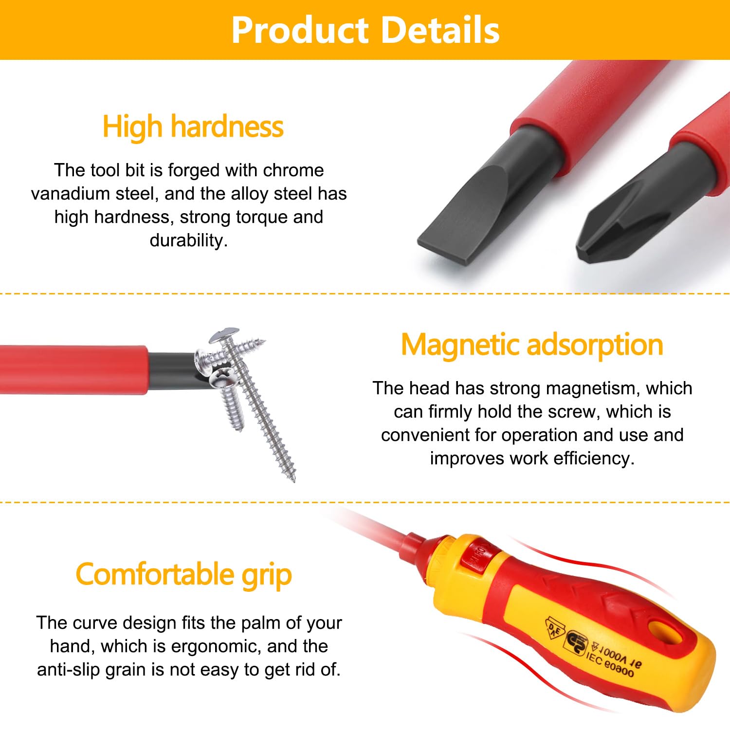 Комплект викруток VDE 13 шт з магнітом, фото №4 Комплект викруток VDE 13 шт з магнітом, фото №4