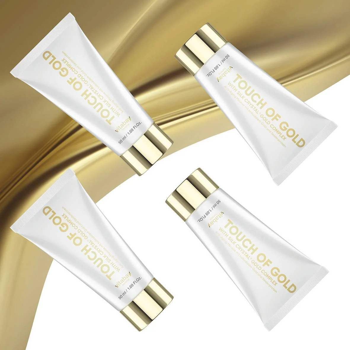 Антивіковий крем Vitabay Touch of Gold 20 PPM з колоїдним золотом та шовком 50 мл, фото №4 Антивіковий крем Vitabay Touch of Gold 20 PPM з колоїдним золотом та шовком 50 мл, фото №4