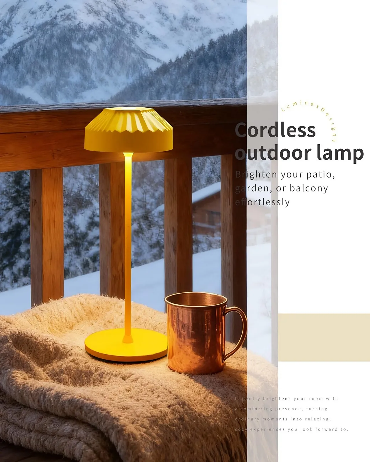 Настільна лампа LuminexDesigns Акумуляторна сенсорна регульована яскравість Жовтий, фото №4