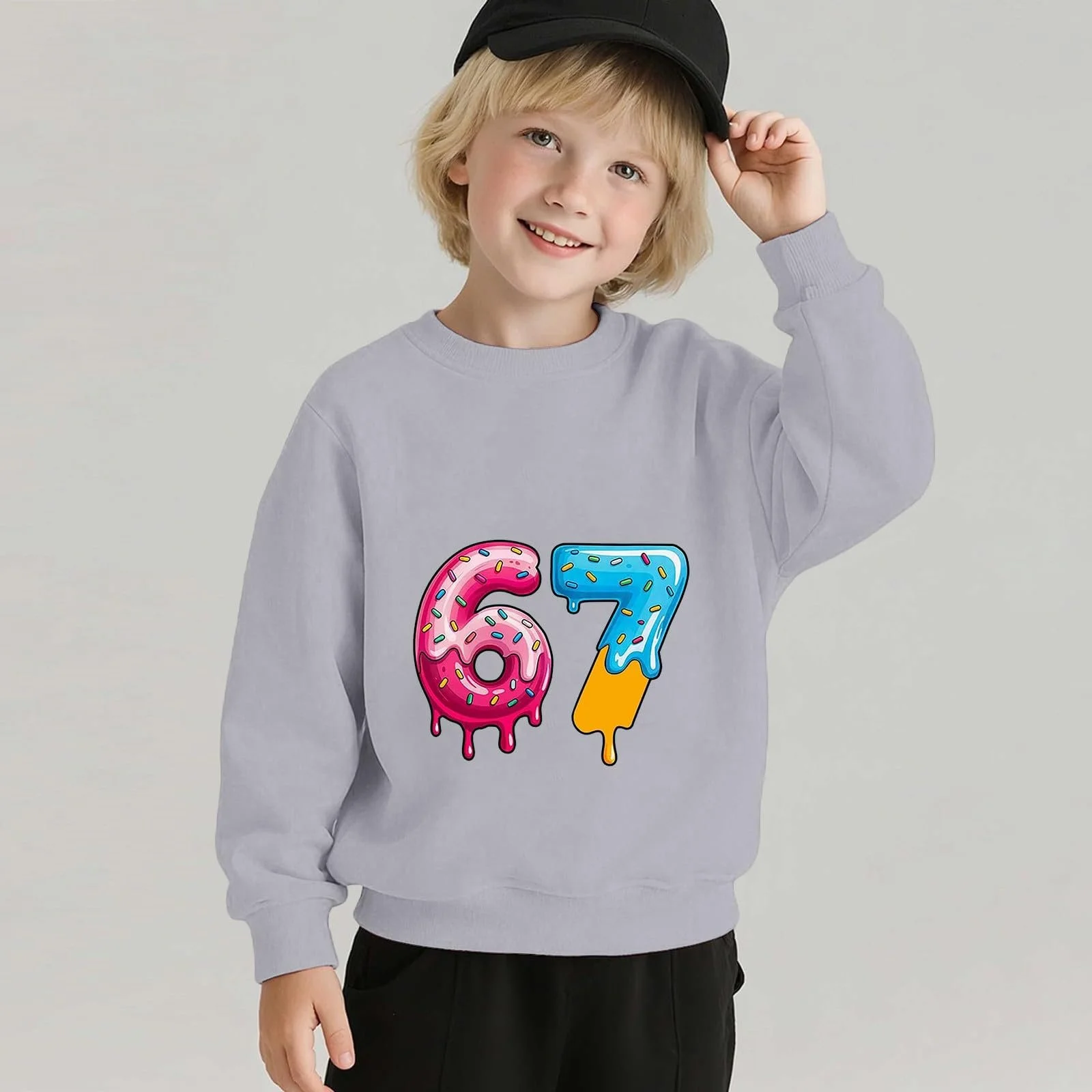 Сорочка-пуловер Generisch 67 Fun Warm Pullover Shirt Six Seven Pullover-Sweatshirt Lustiges 6 7 Warm-Kost
						Six Seven Kinder-Shirt для девочек и мальчиков, фото №2
