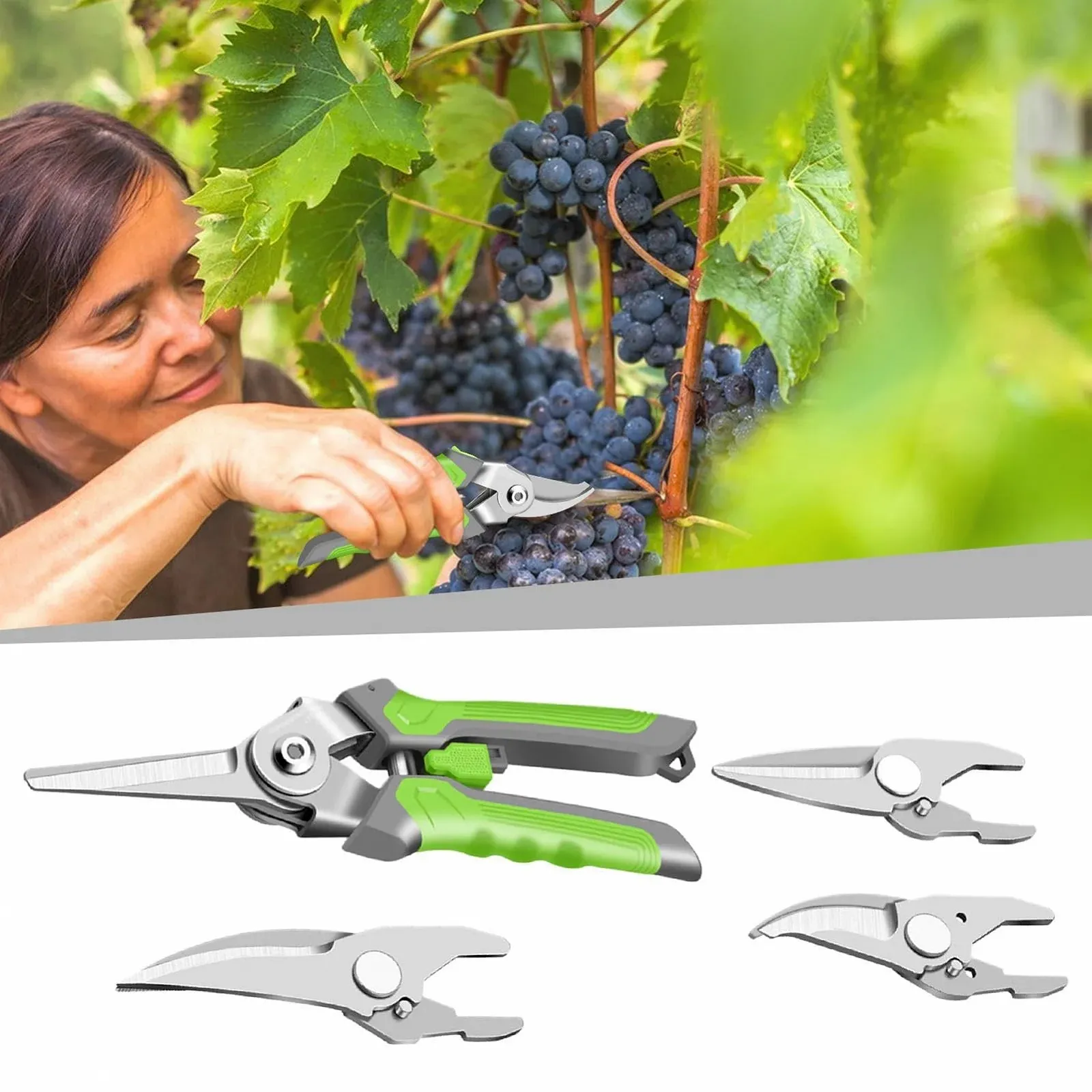 Секатор садовий 4-в-1 зі змінними головками Сталь та Поліпропілен, фото №9