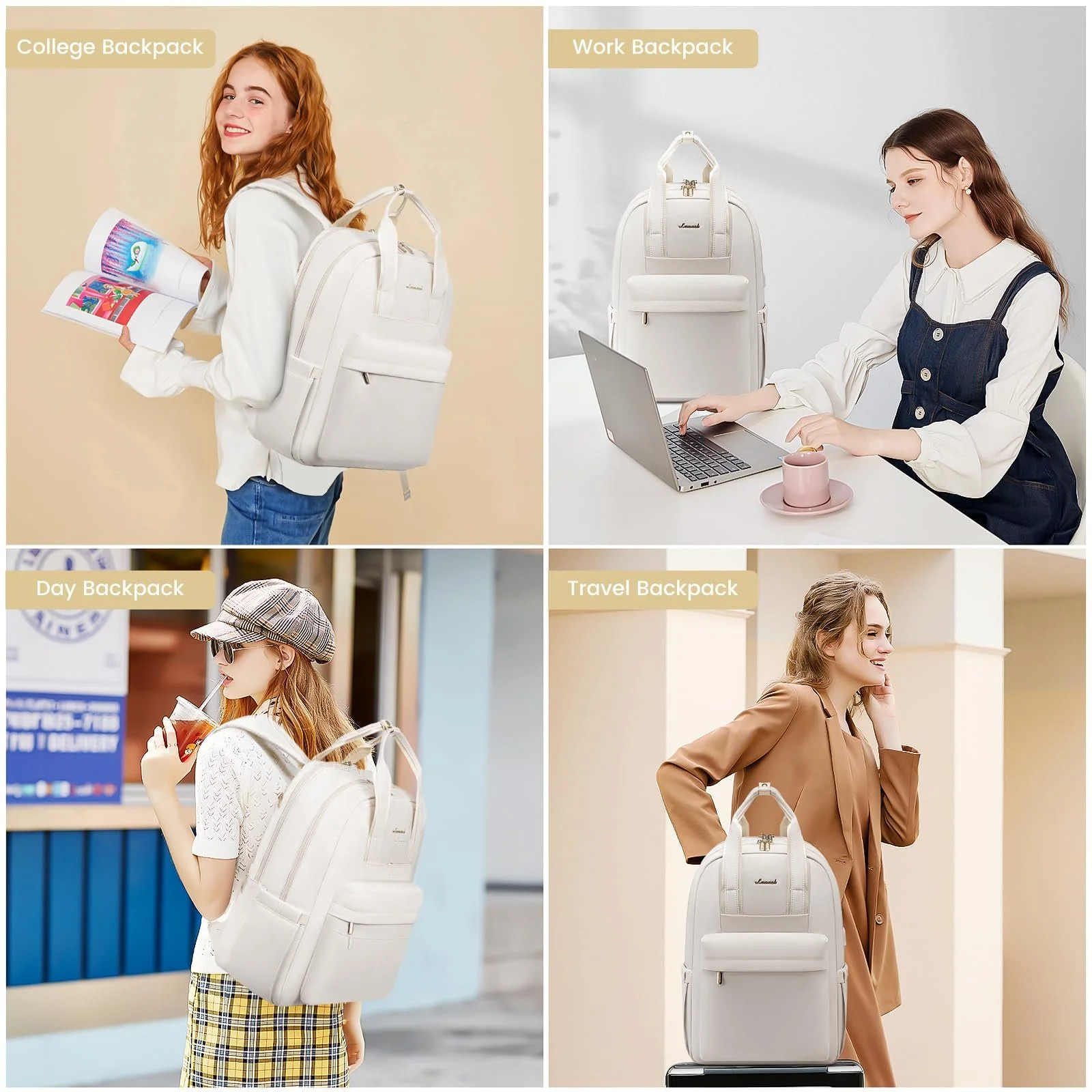 Рюкзак LOVEVOOK Elegant 15.6 дюймів Cream, фото №6 Рюкзак LOVEVOOK Elegant 15.6 дюймів Cream, фото №6