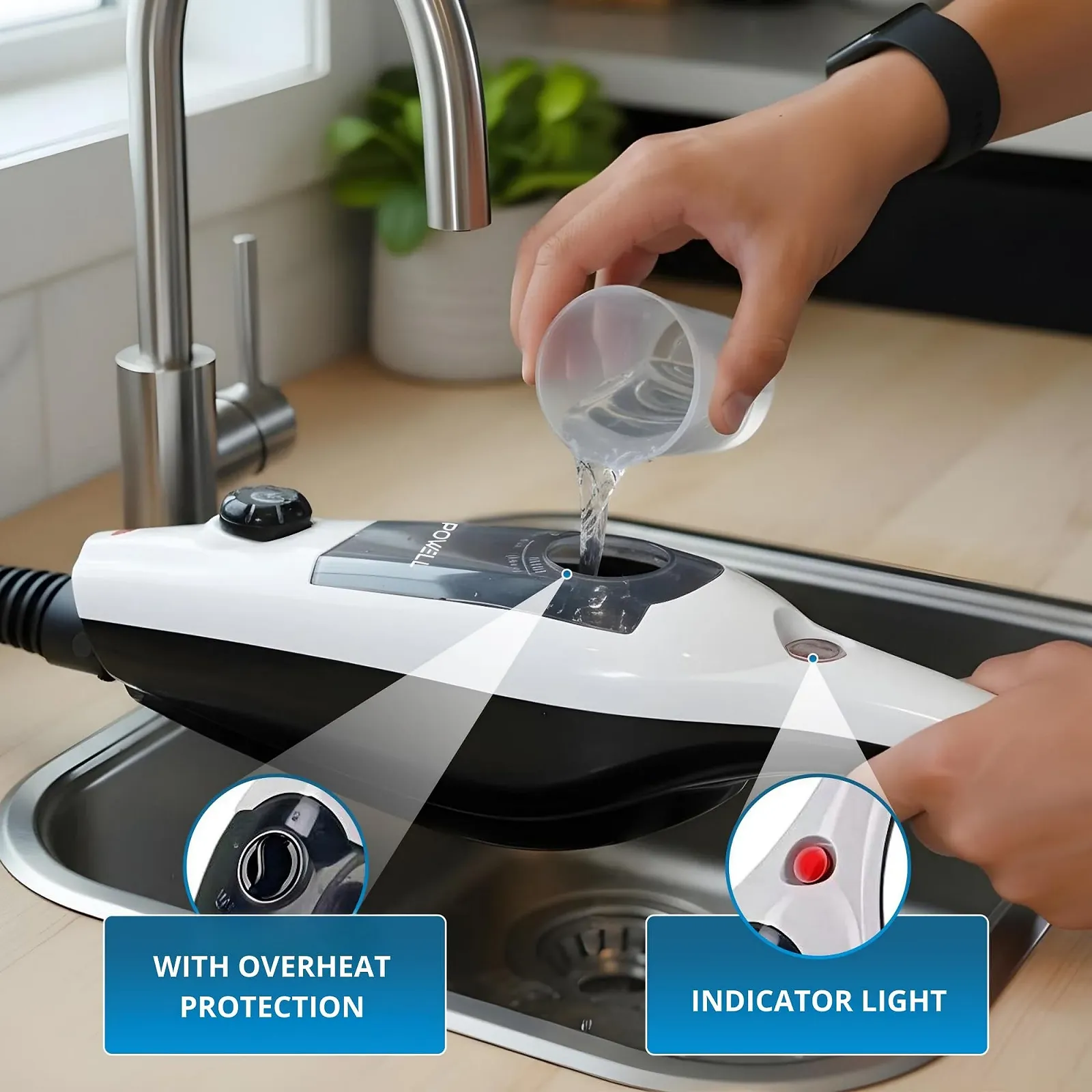 Парова швабра та ручний пароочисник Powell 12-в-1 1300 Вт, фото №6 Парова швабра та ручний пароочисник Powell 12-в-1 1300 Вт, фото №6