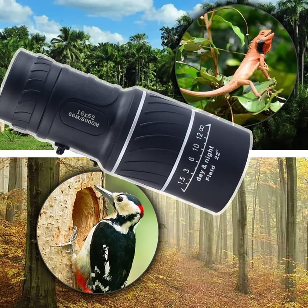 Телескоп TKTTBD HD Night Vision Monocular 16x52 Водонепроницаемый для наблюдения за птицами, охоты, кемпинга, туризма, концертов, фото №4