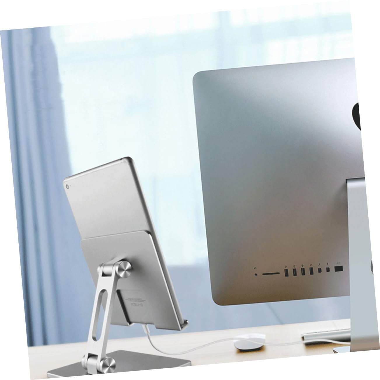 Підставка для планшета алюмінієва регульована портативна Тримач для ноутбука Охолодження Просторова економія, фото №5