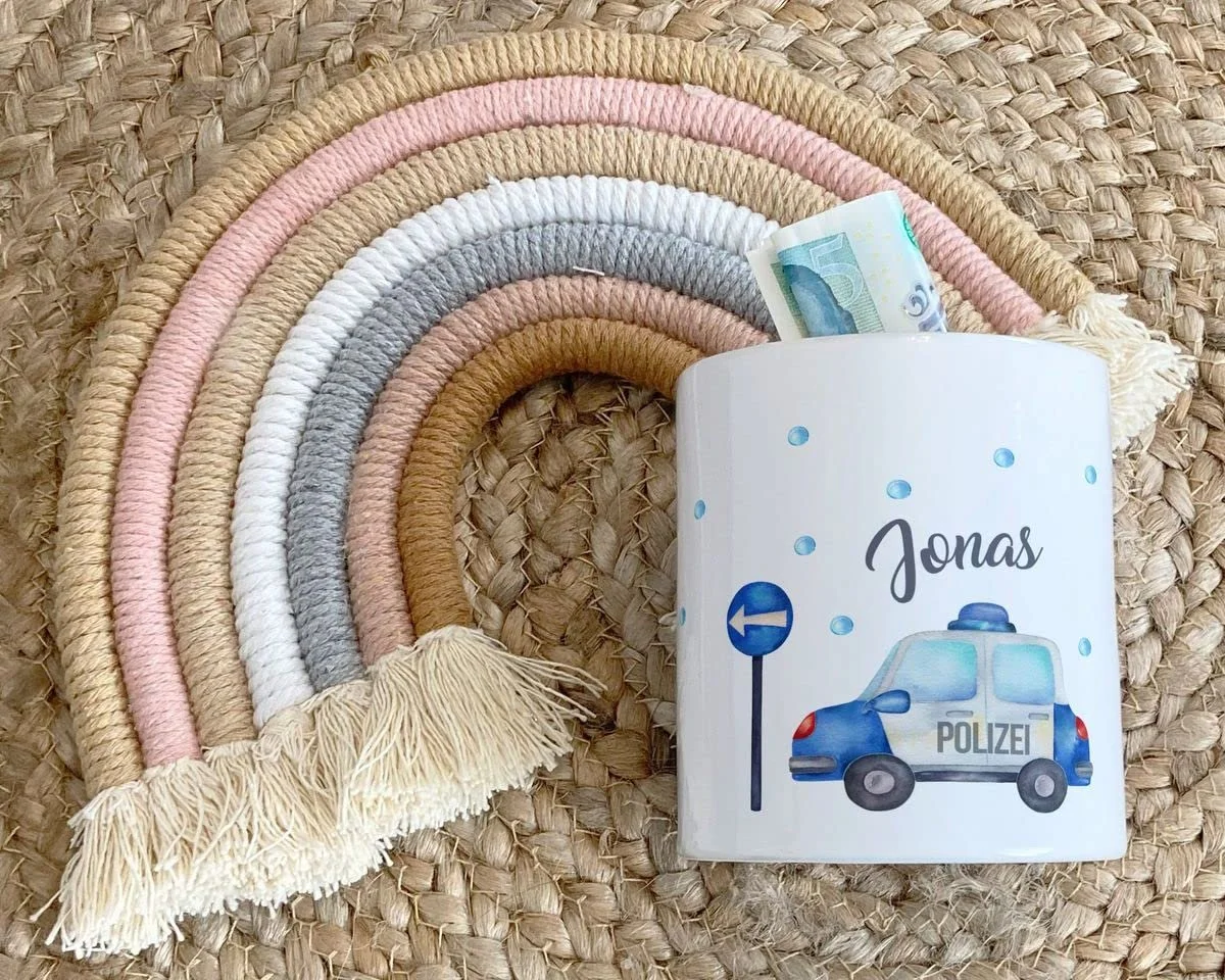 Скарбничка дитяча Mikalino Police Car керамічна Біла One Size, фото №5