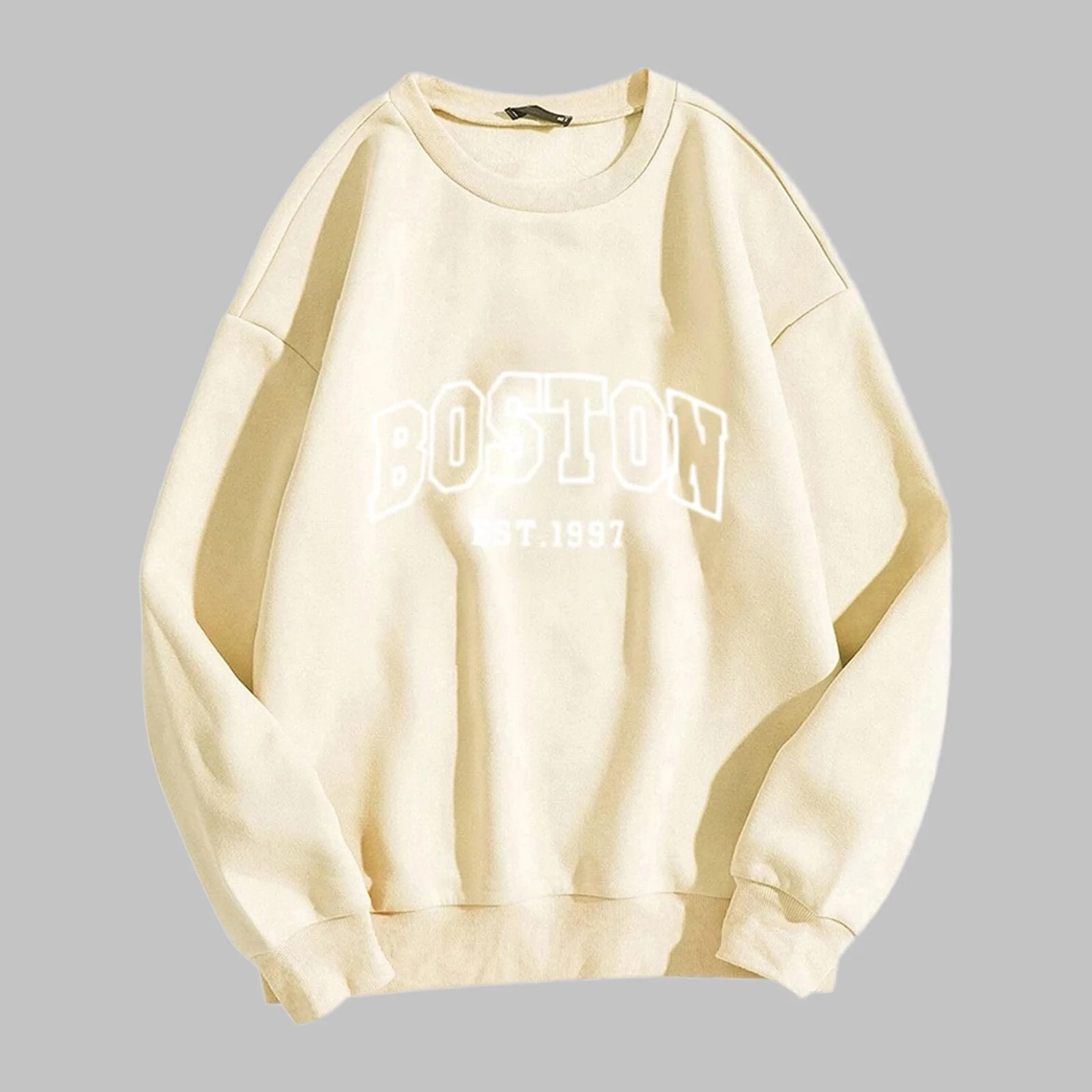 Женская Толстовка Boston Однотонная Цветная Винтажный Худи с Буквами Спортивная Повседневная Свободного Кроя для Осени 2024 для Подростков Милая Эстетичная, фото №2
