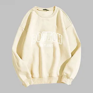 Женская Толстовка Boston Однотонная Цветная Винтажный Худи с Буквами Спортивная Повседневная Свободного Кроя для Осени 2024 для Подростков Милая Эстетичная synthetic.ua - Фото 1