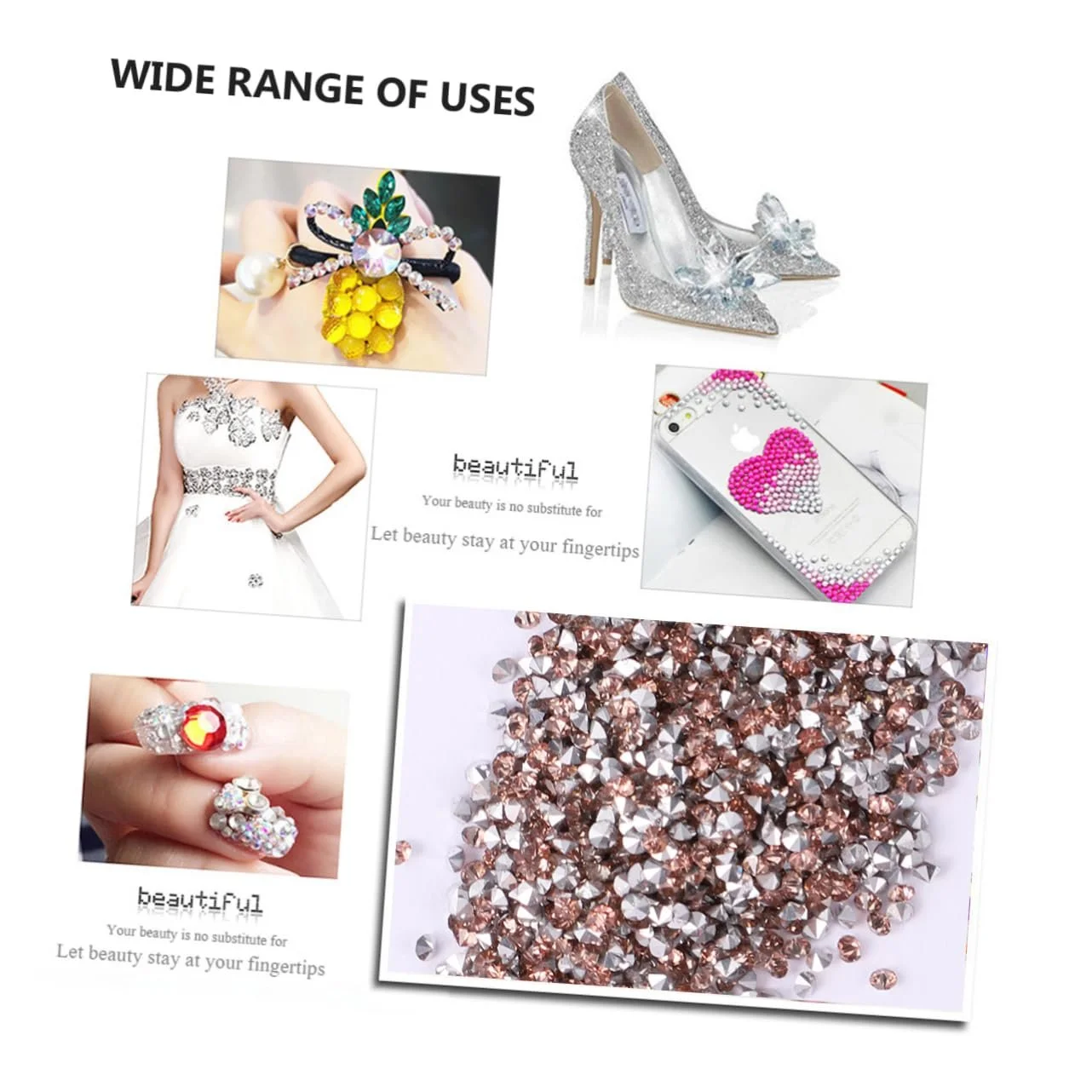 Стразы для маникюра FRCOLOR 8 упаковок Микроцирконий для дизайна ногтей Самоцветы для ногтей Цвета Радуга Шампань для ногтей и украшений, фото №2