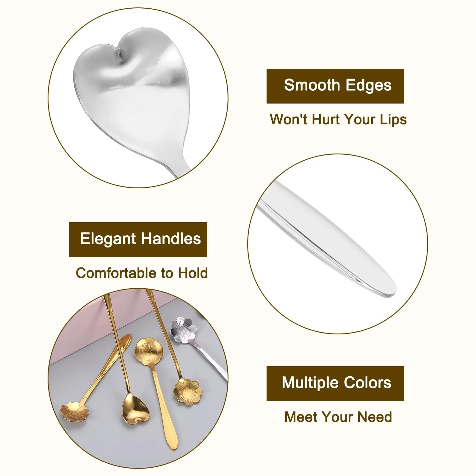 Ложка QUARKZMAN Набір з 4 квіткових ложок з нержавіючої сталі, 18 см, фото №3