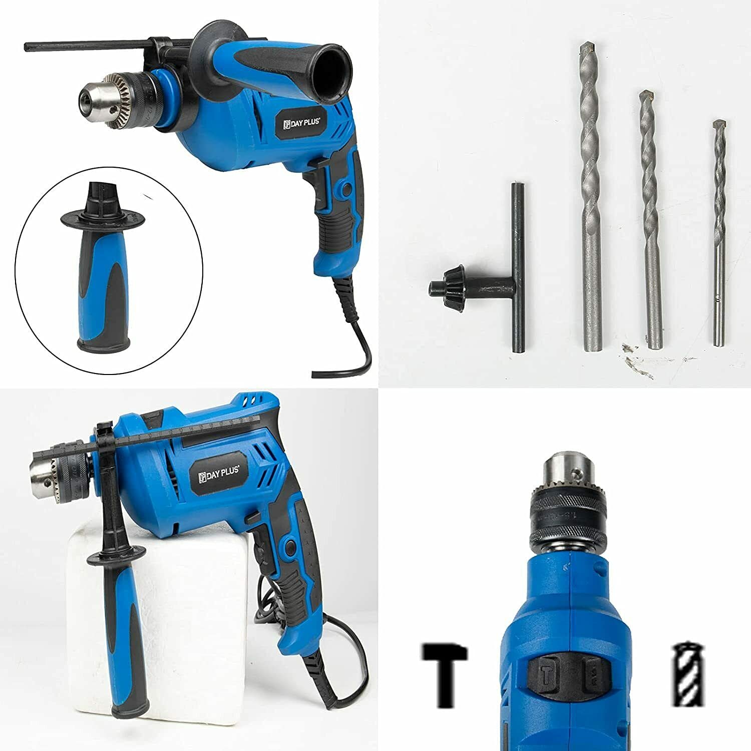 Перфоратор Професійний перфоратор 550 Вт, обмежувач глибини та затискний патрон, SDS Plus 3x для цегли, дерева, сталі, бетону, кладки, фото №7