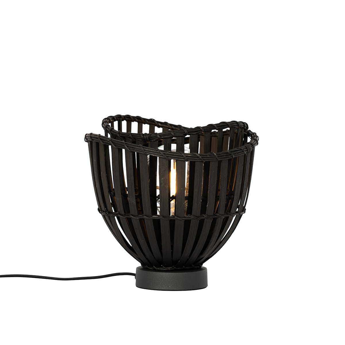 Настільна лампа Qazqa Pua Oriental бамбукова кругла чорна E27, фото №7