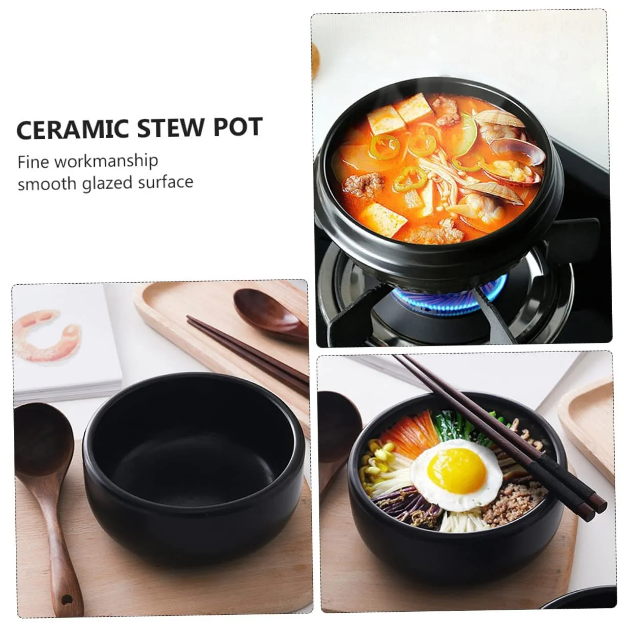 Горшок для бибимбапа BESTYASH Керамический термостойкий для риса запеканок и супов глянцевый энергосберегающий 1 шт., фото №9