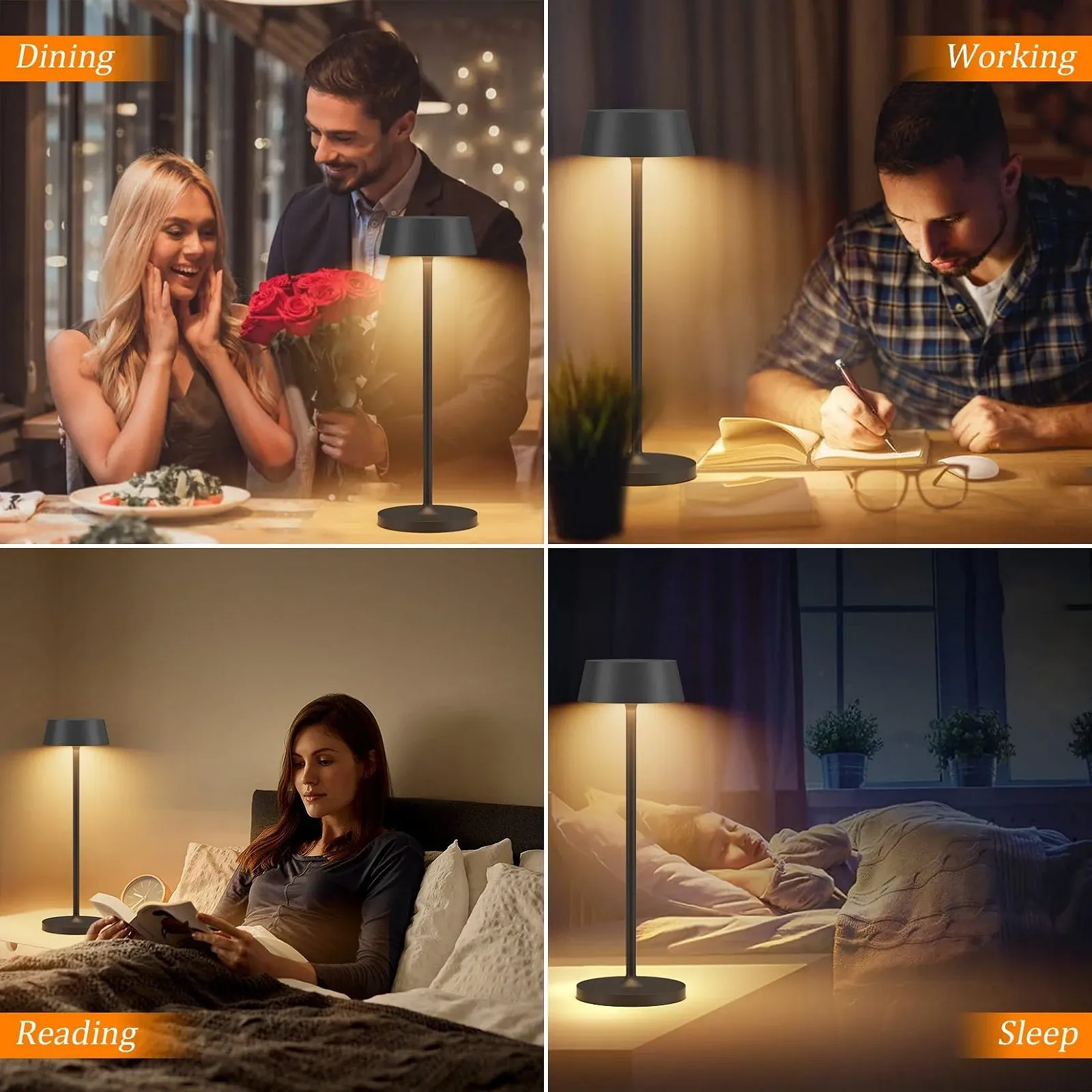 Настільна лампа Klighten Набір 2 шт. Сенсорне керування LED Алюміній Акумуляторна Тепла біла IP65 Водонепроникна, фото №7