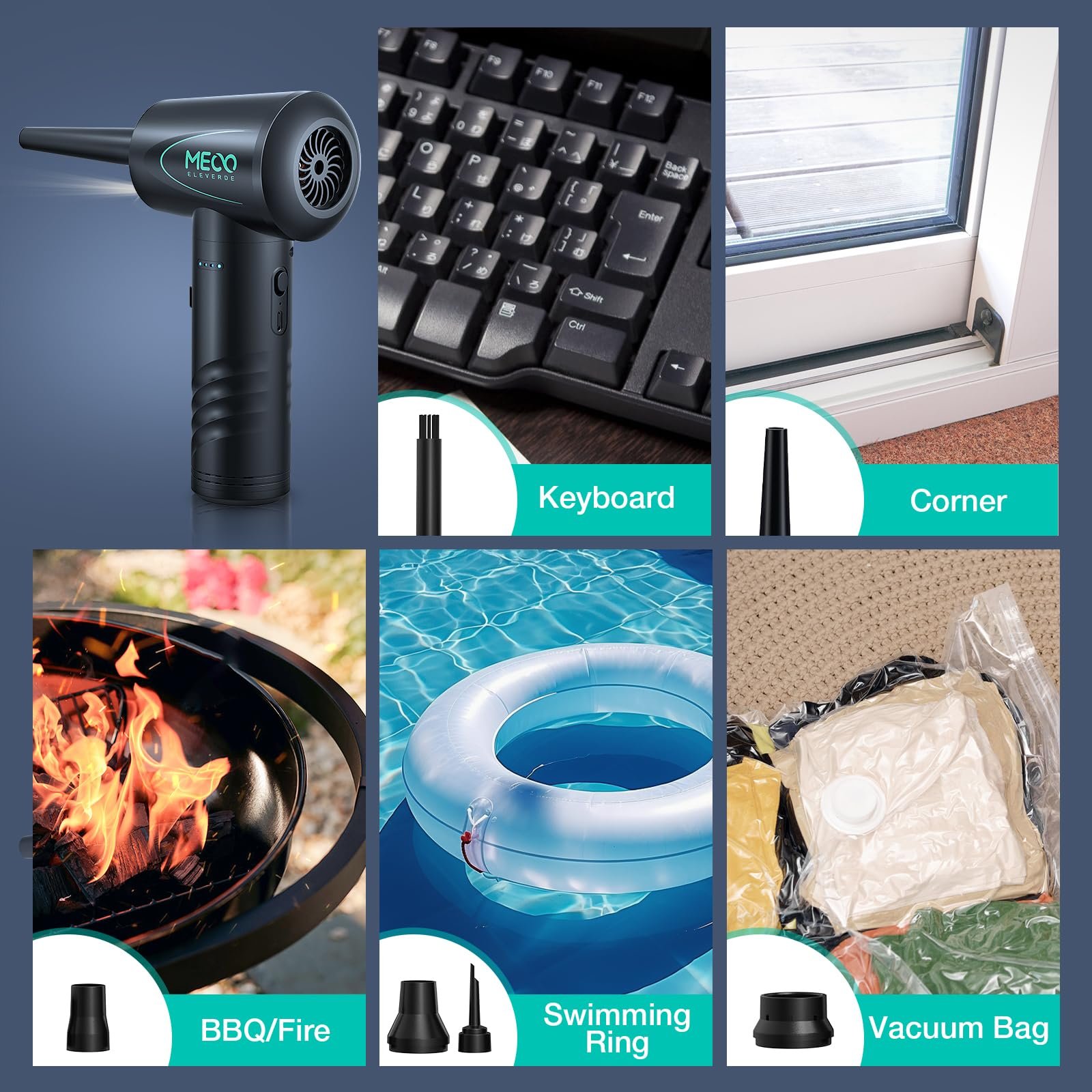 Электрическая воздуходувка MECO ELEVERDE 100000 RPM 7 кПа Аккумуляторная USB-C, фото №4