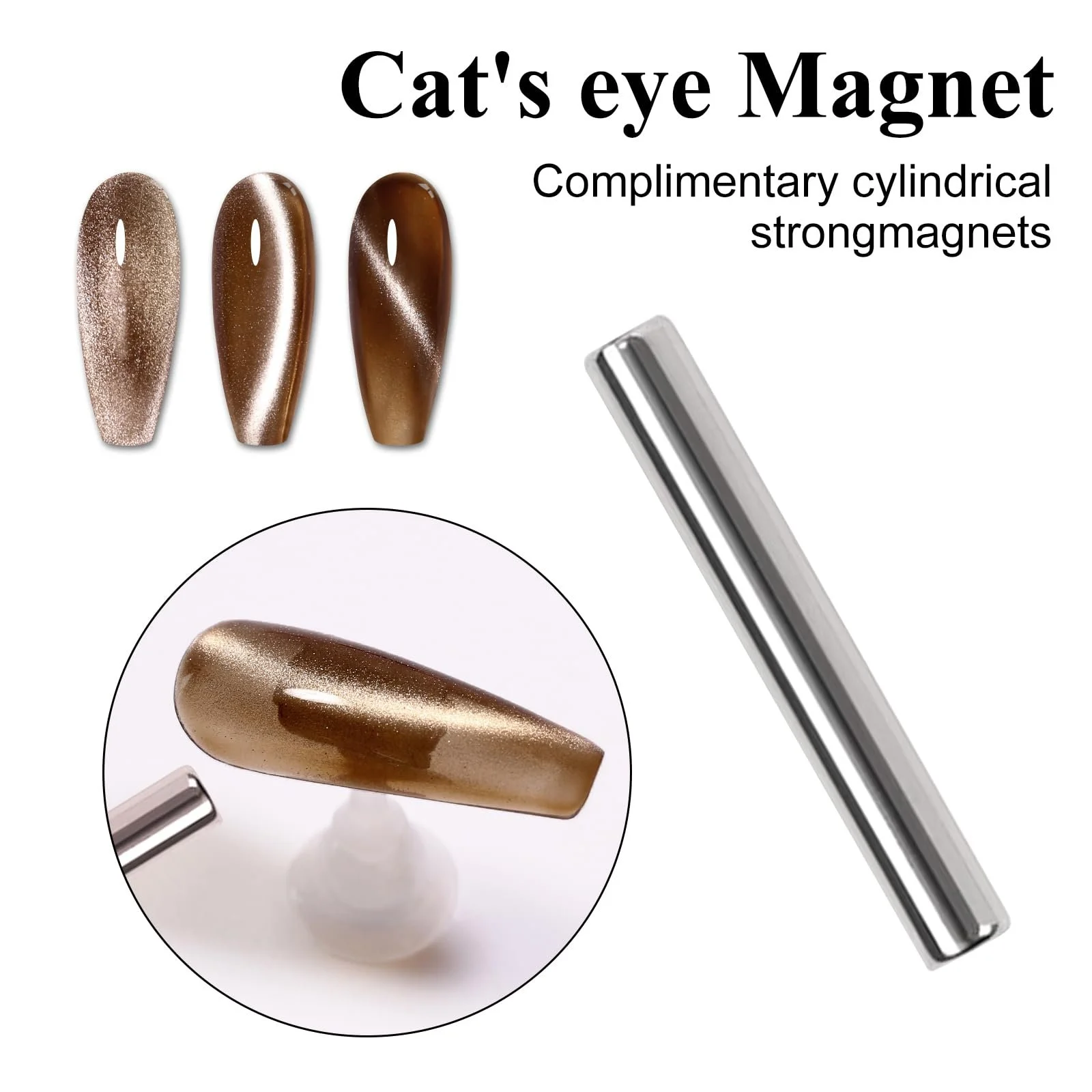 Гель-лак Imtiti Cat Eye Moonlight, 15 мл, телесно-янтарный, светло-коричневый, магнитный УФ-гель-лак с магнитной палочкой для дизайна ногтей, 1 штука, фото №4