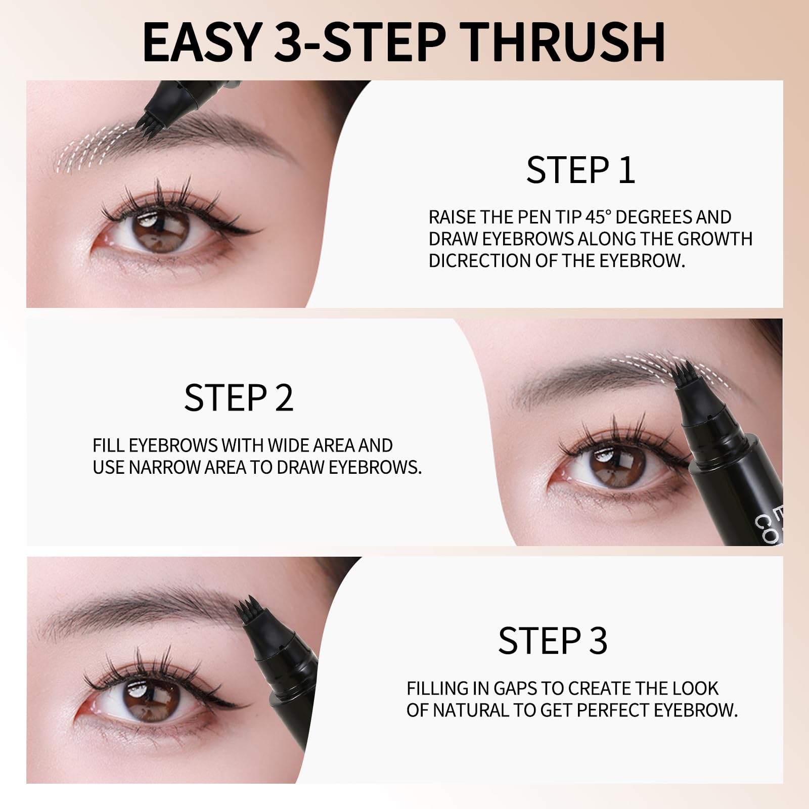 Олівець для брів Erinde Waterproof Microblading 3D 4 Micro Fork Magic Light Brown, фото №4