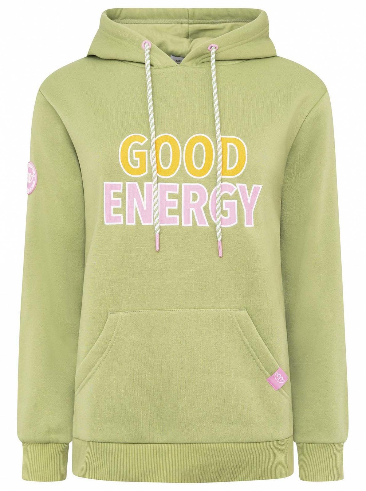 Худи Zwillingsherz Женская Толстовка с Капюшоном и Принтом Good Energy, фото №1
