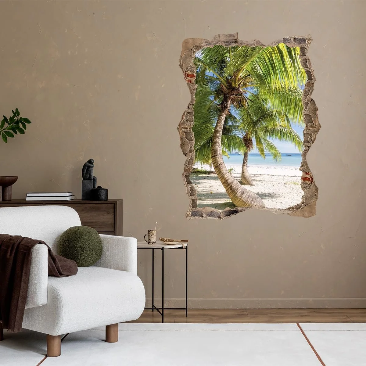 Наклейка на стіну DW000038 Palm Trees Beach Sea Brown Stone 60 x 78 см, фото №2