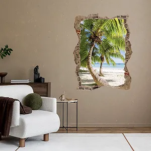 Наклейка на стіну DW000038 Palm Trees Beach Sea Brown Stone 60 x 78 см synthetic.ua - Фото 1